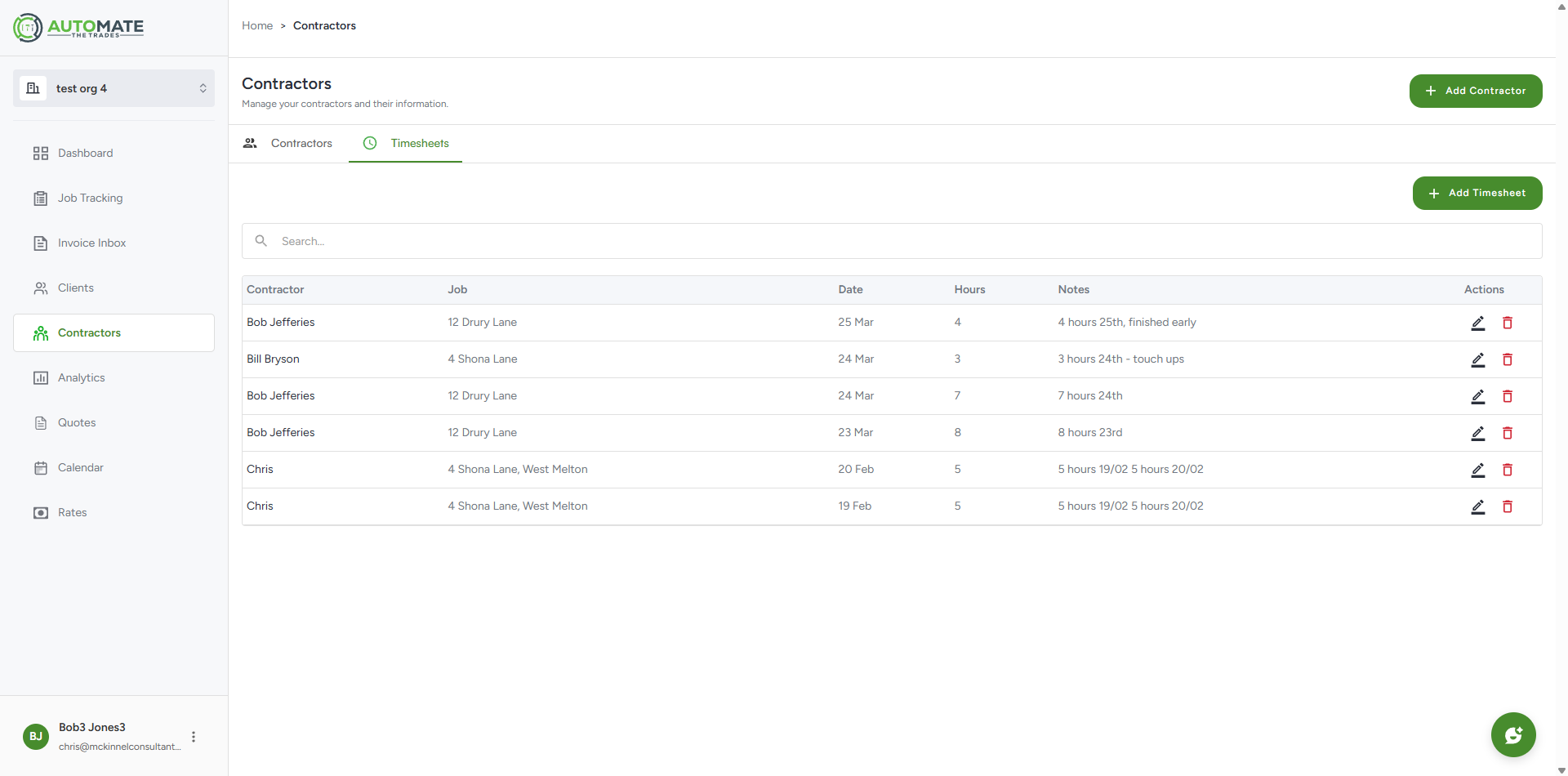 Timesheet update flow on desktop